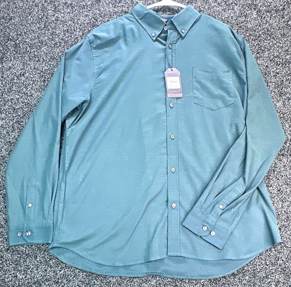 Ben Sherman The Original Men's 2XL Green Solid L/S Stretch Button-Up BS32LW001